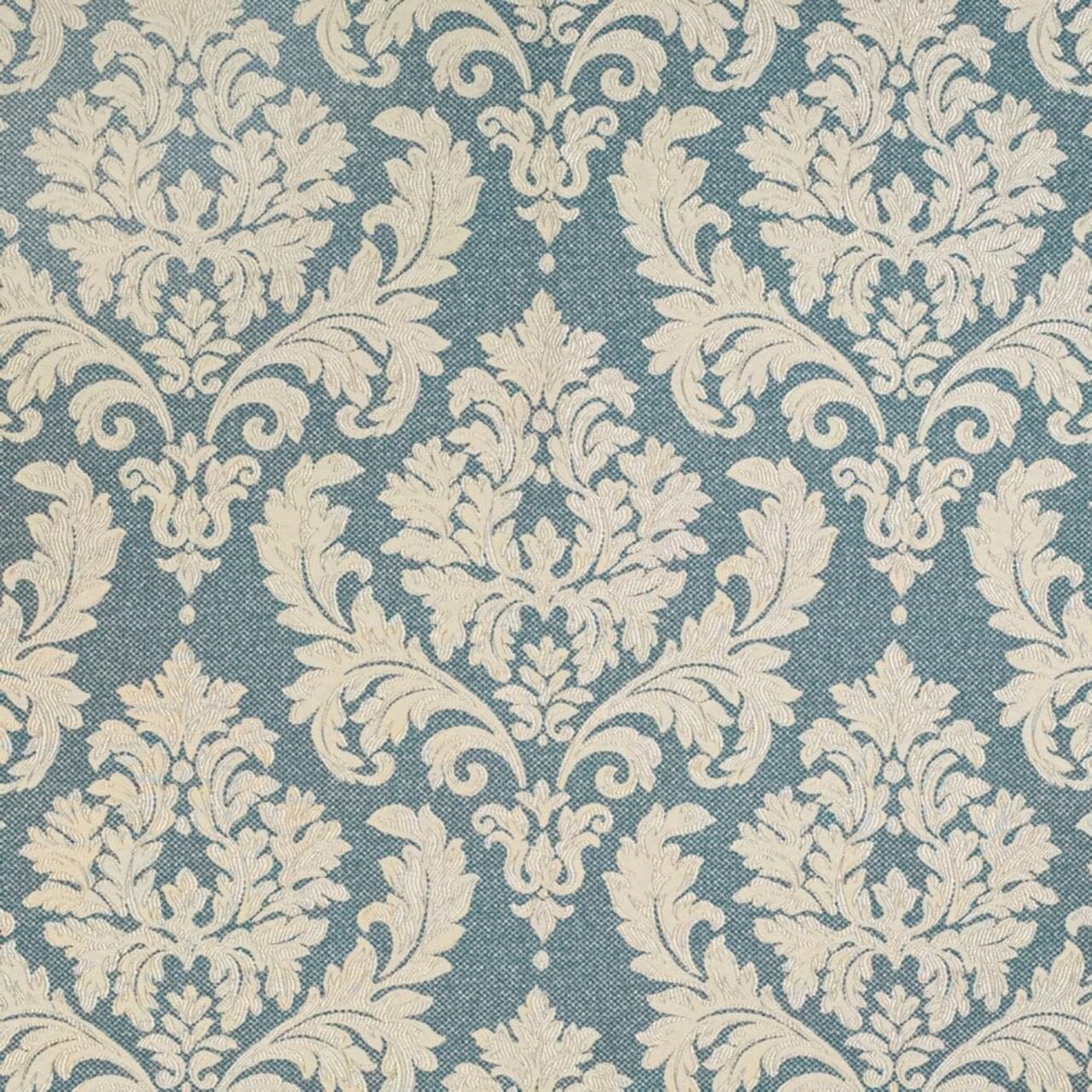 Blue Damask Woven Pattern Upholstery Fabric by The Yard - SKU: Huey Royal